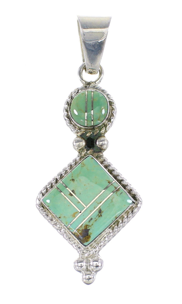 Sterling Silver Jewelry Turquoise Inlay Southwestern Pendant AX95542